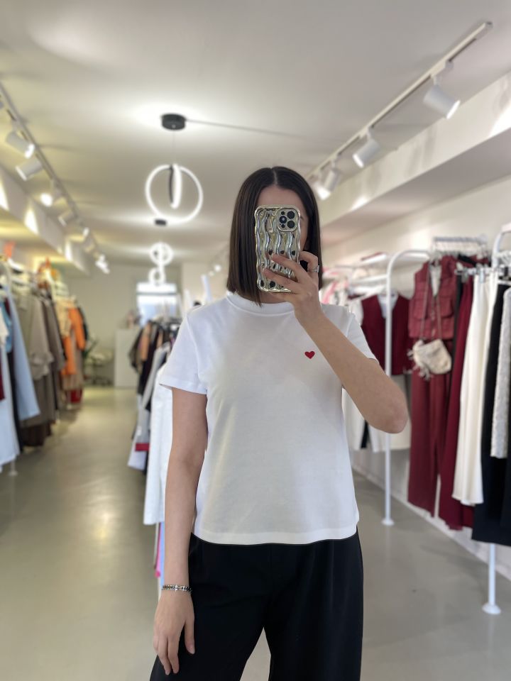 Dilvin Nakışlı Tshirt Beyaz