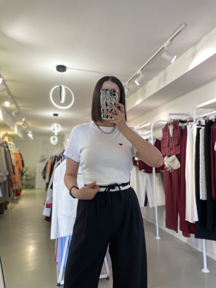 Dilvin Nakışlı Tshirt Beyaz