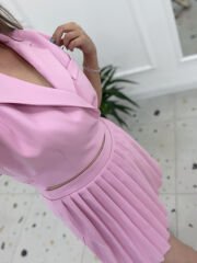 Pembe Ceket Şort Etek Takım
