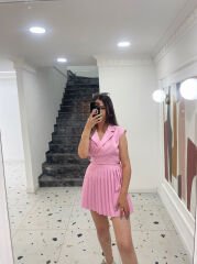 Pembe Ceket Şort Etek Takım