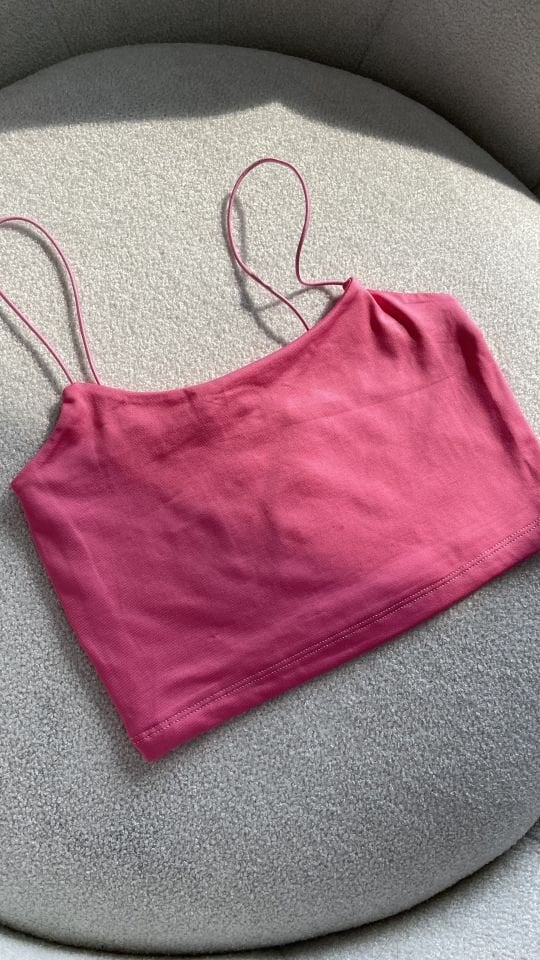 Askılı Crop Atlet Pembe