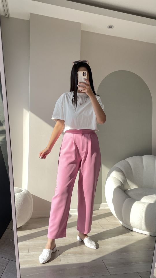 Bel Lastikli Pantolon Pembe