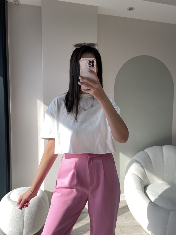 Quzu Crop Tshirt Beyaz