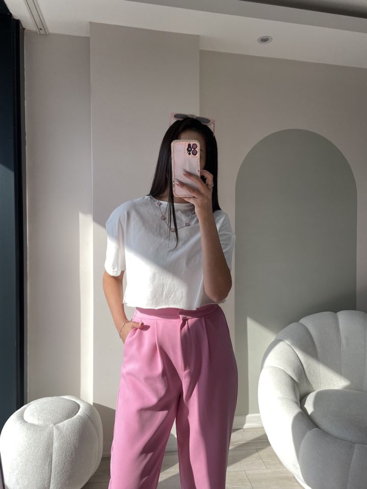 Quzu Crop Tshirt Beyaz