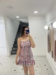 Çiçekli Mini Elbise