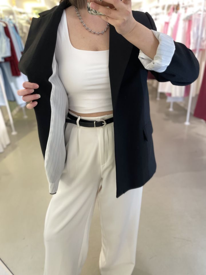 Keten Blazer Ceket Siyah