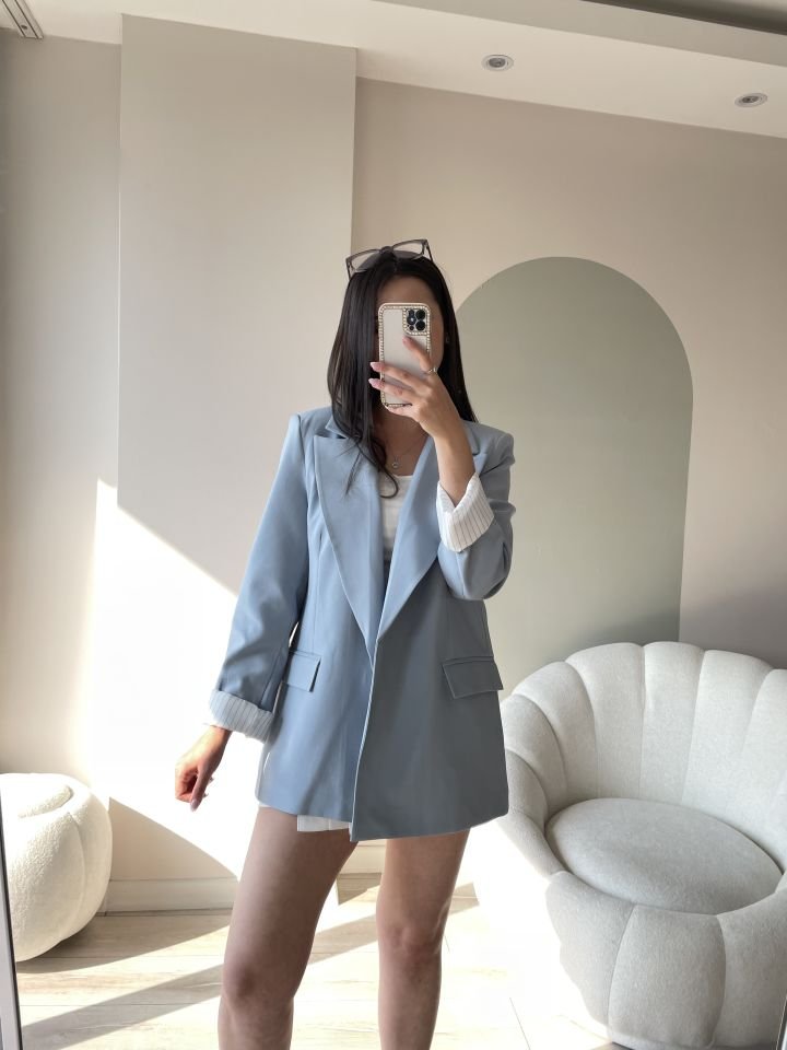 Blazer Ceket Buz Mavisi