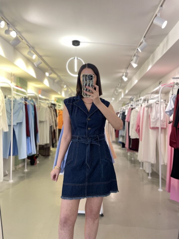 Bağlamalı Denim Elbise
