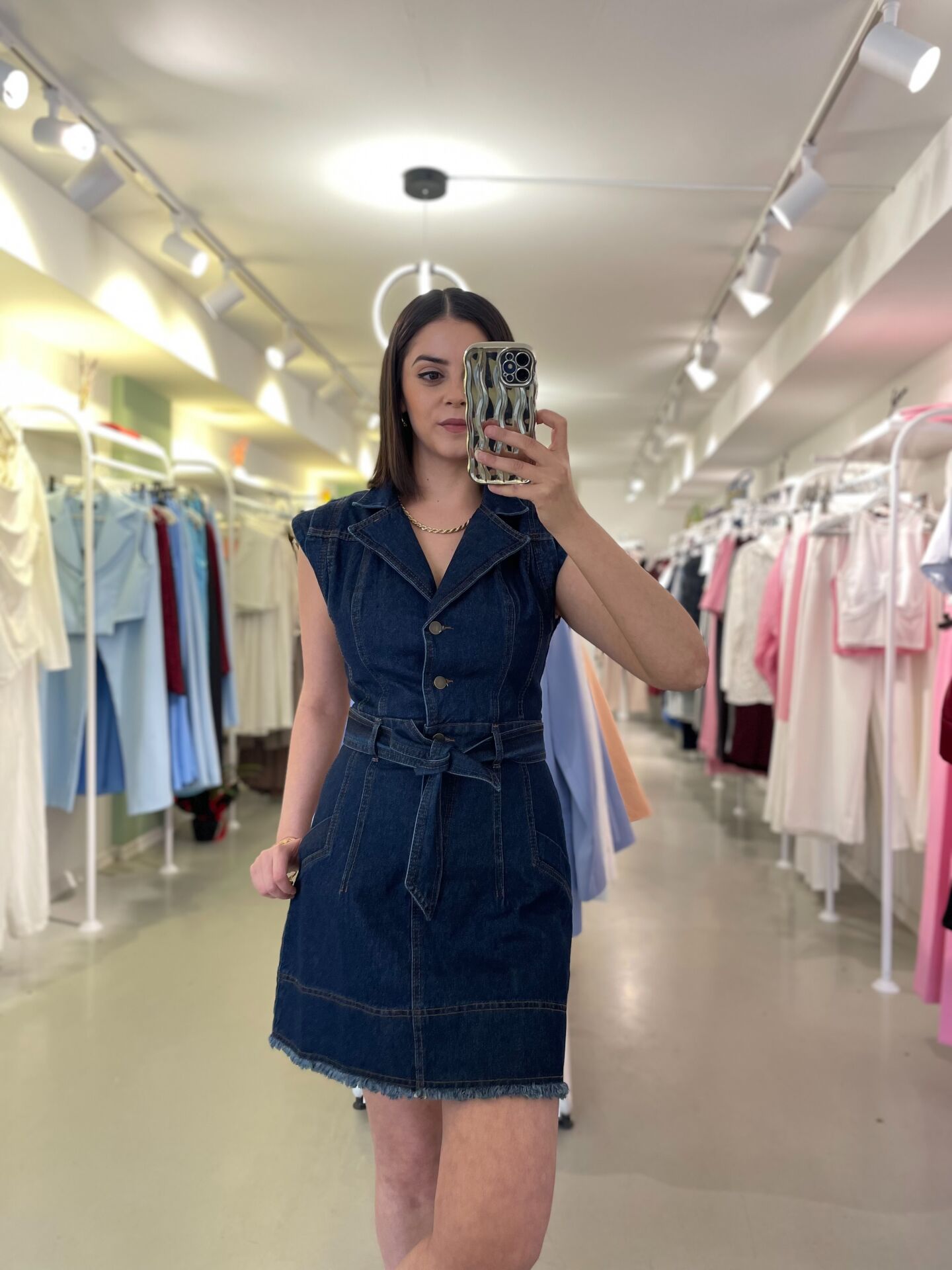 Bağlamalı Denim Elbise
