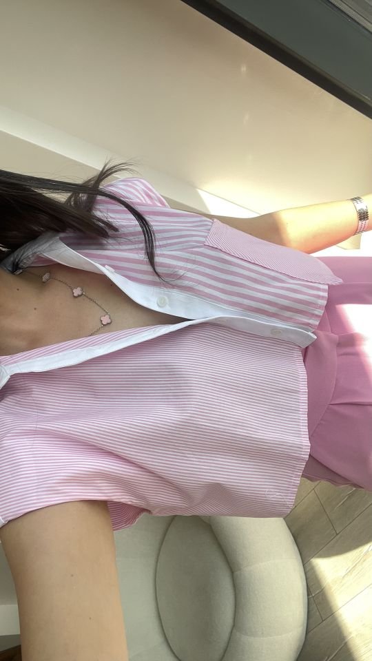 Crop Gömlek Cep Detaylı Pembe
