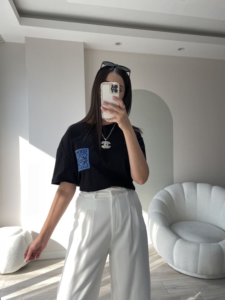 Loewe Nakışlı Tshirt Siyah