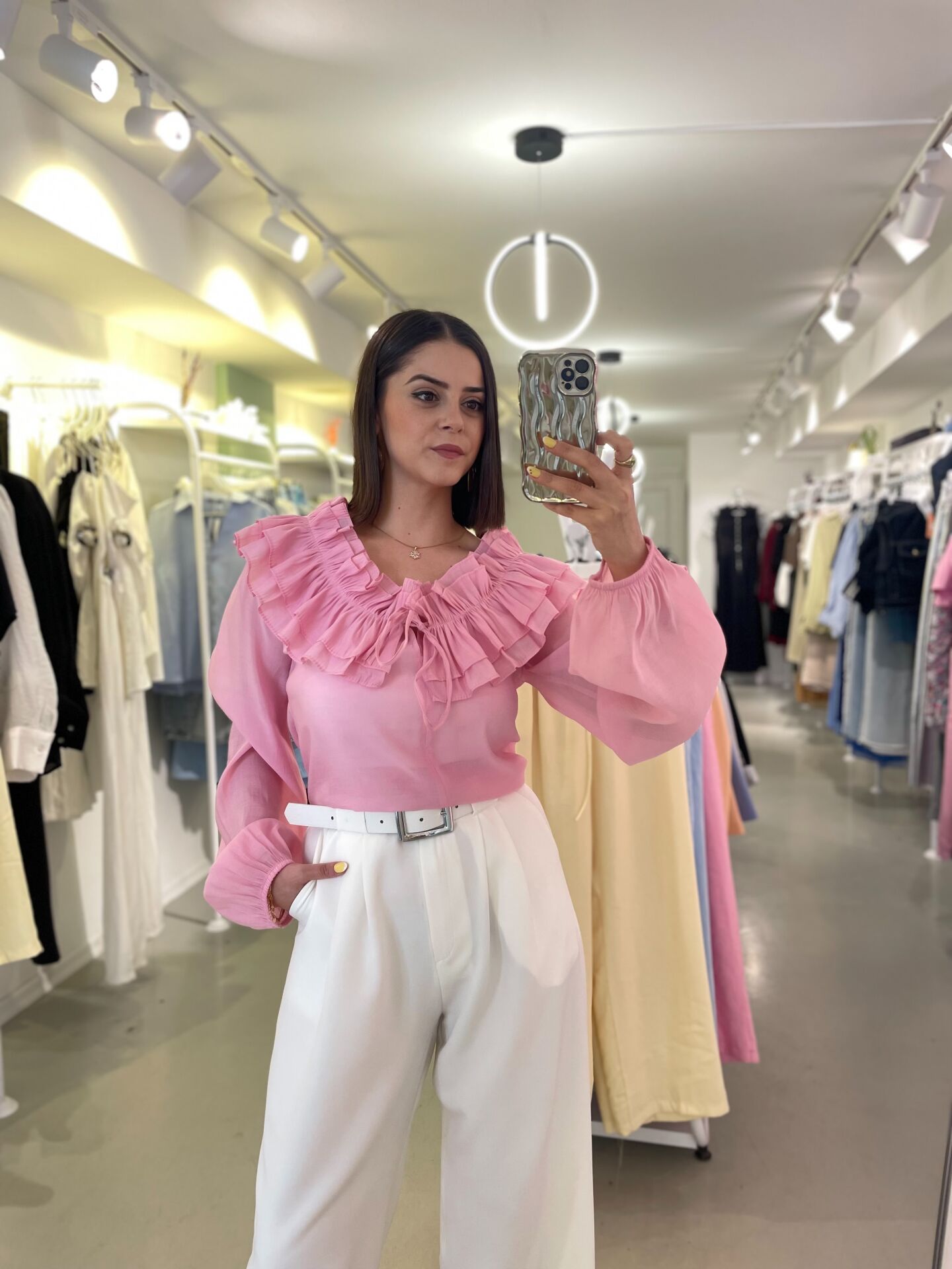 Fırfırlı Bluz Pembe