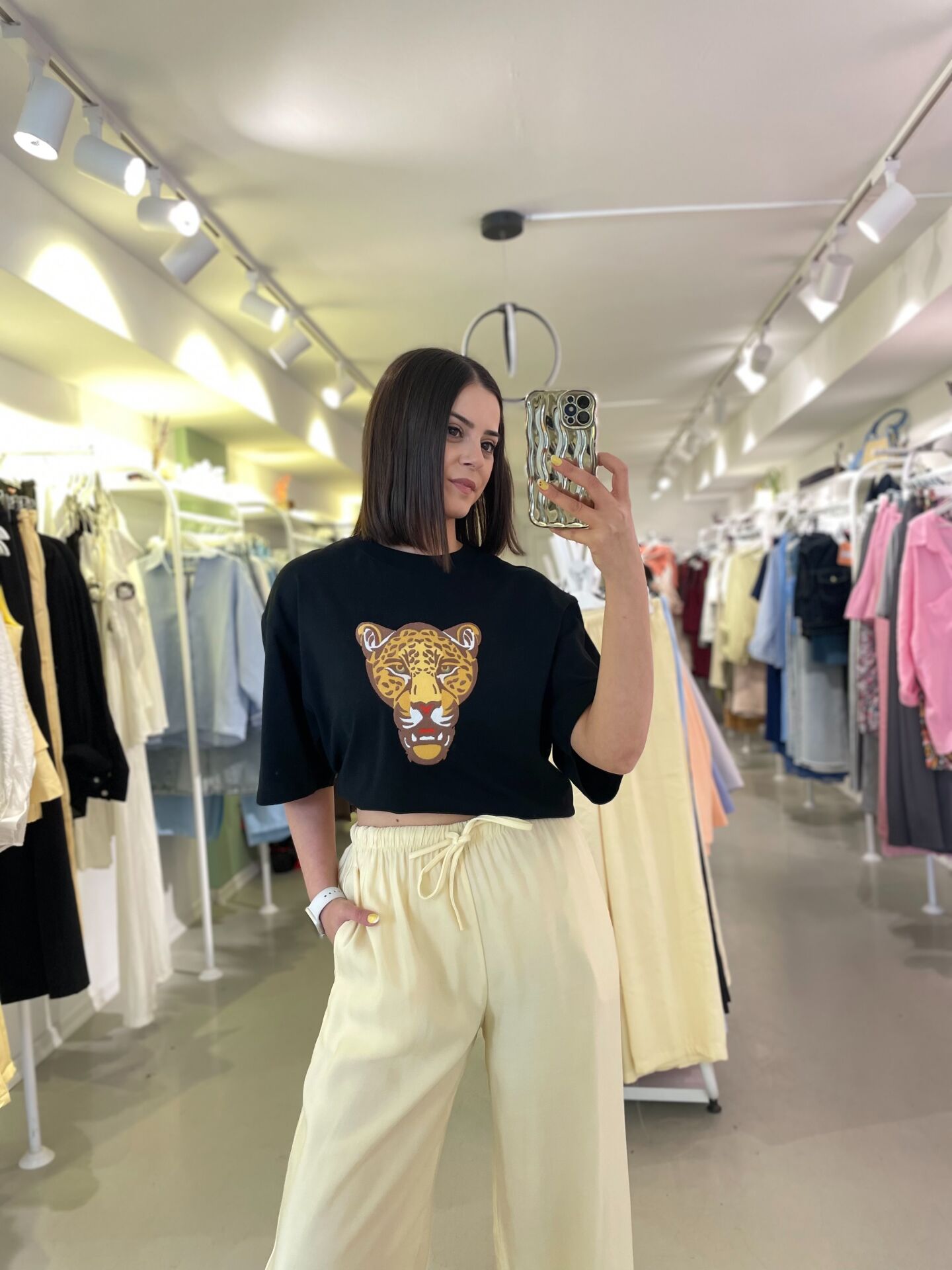 Kaplan Nakışlı Premium Tshirt Siyah