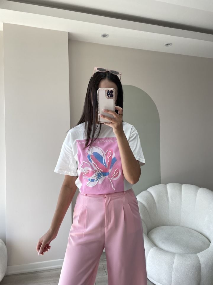 Pembe Desenli Tshirt