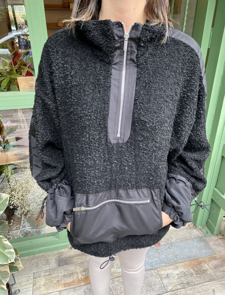 Peluş Fermuar Detaylı Sweat