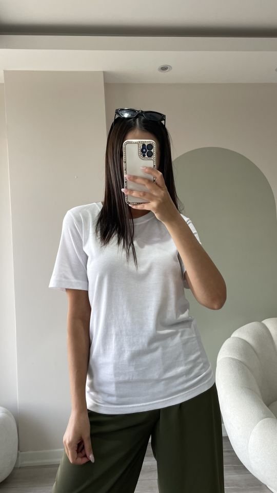 Pamuklu Basic Tshirt Beyaz