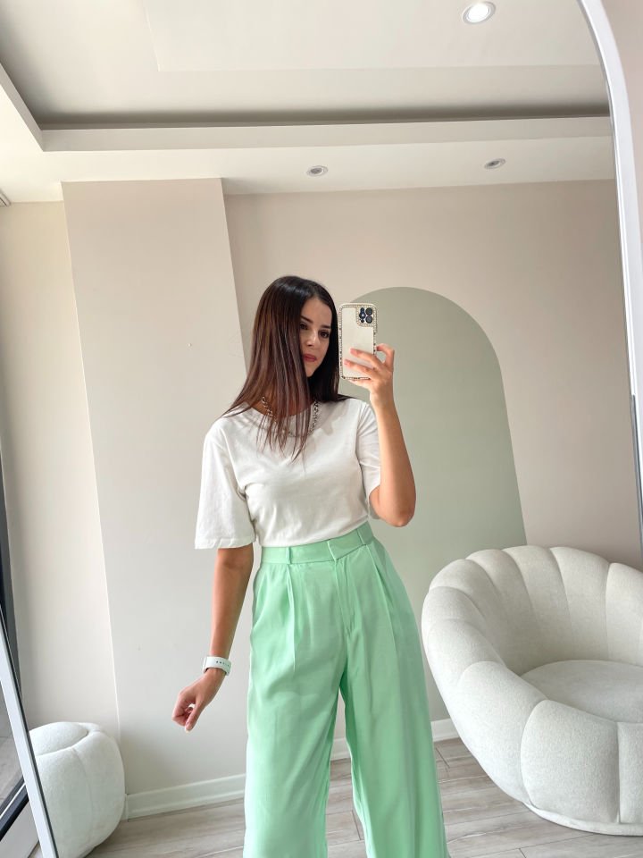 Keten Palazzo Mint Yeşil