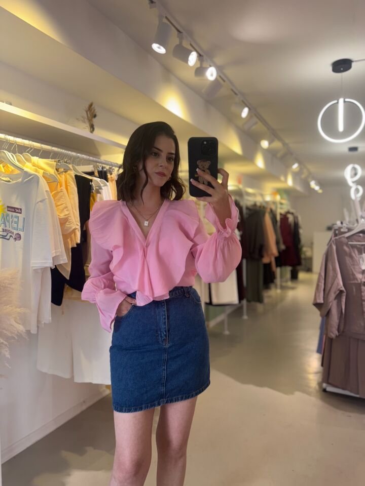 Fırfırlı Bluz Pembe
