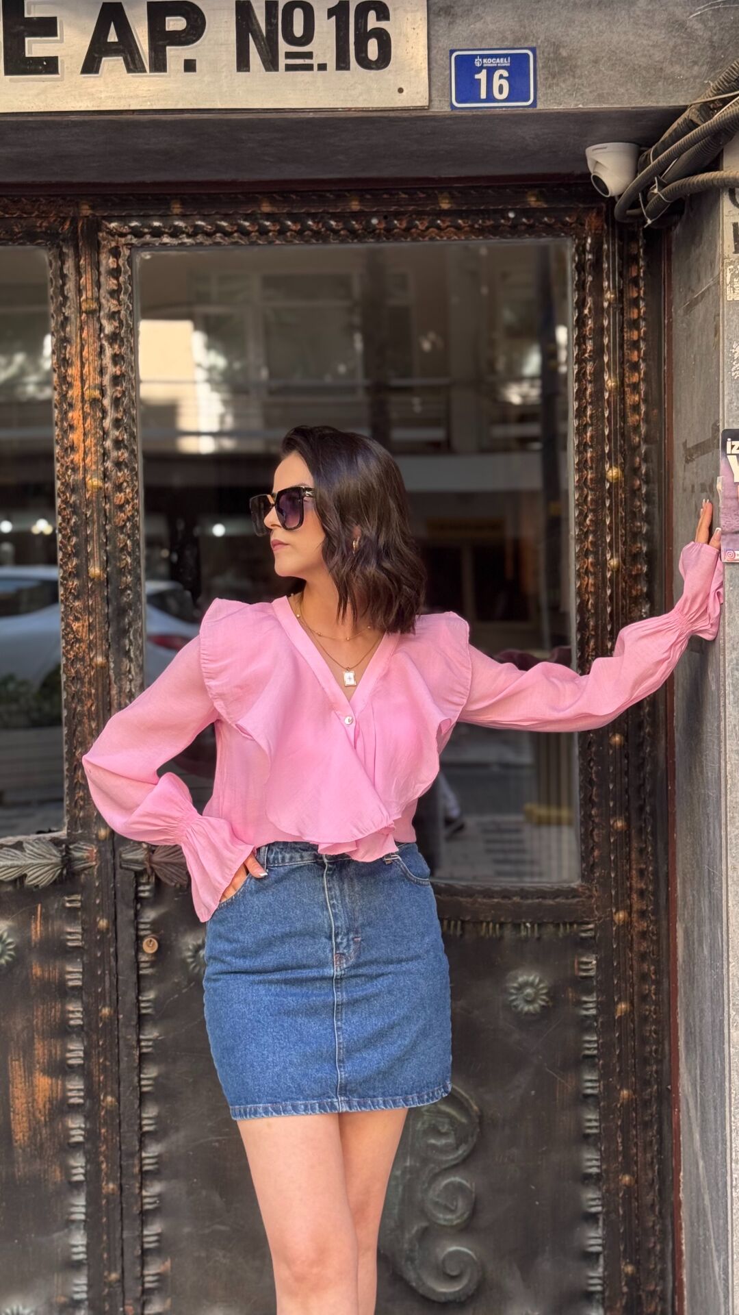 Fırfırlı Bluz Pembe