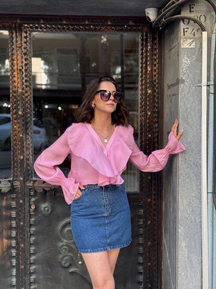 Fırfırlı Bluz Pembe