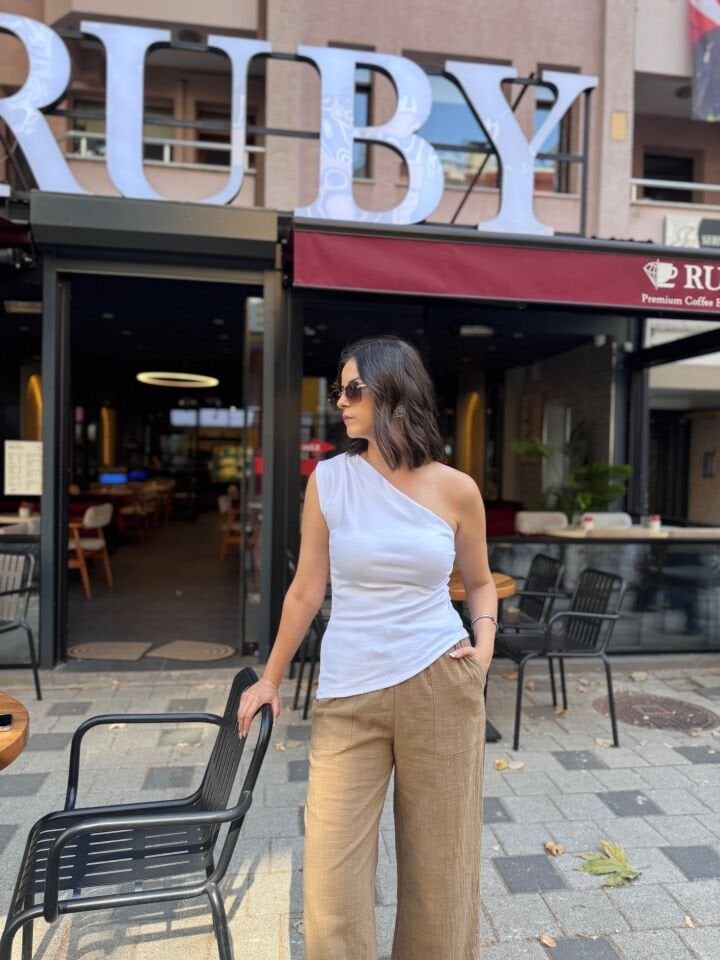 Tek Kol Bluz Beyaz