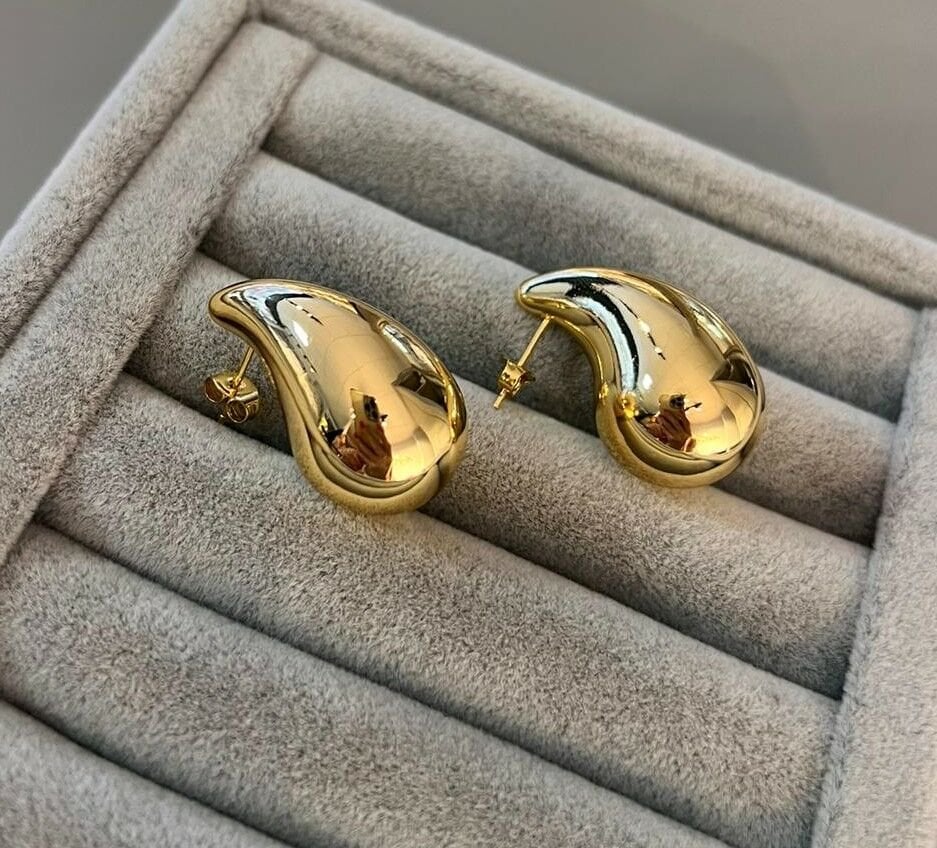 Marka Model Çelik Büyük Gold Damla Küpe