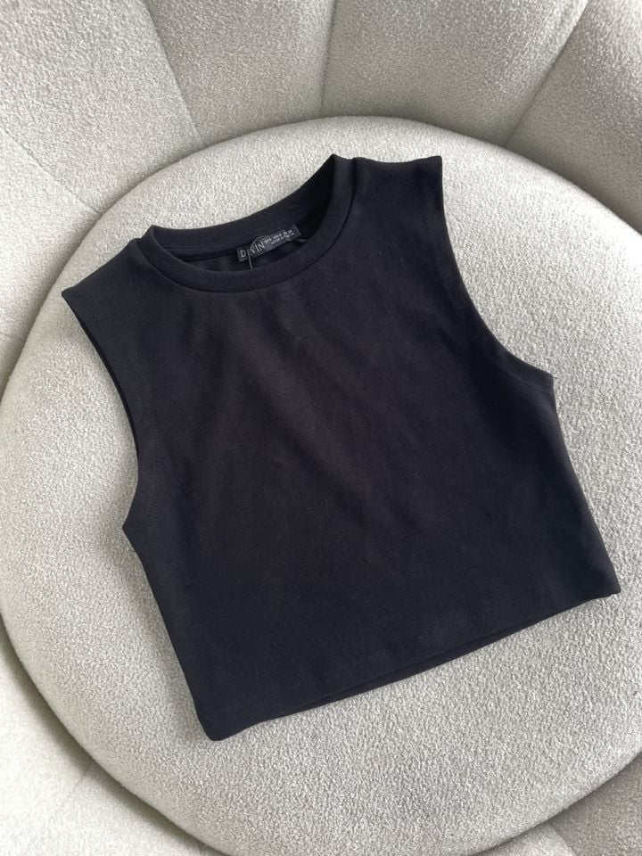 Dilvin Pamuklu Crop Siyah
