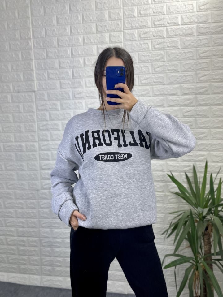 Gri Siyah Üç İplik Eşofman Takım