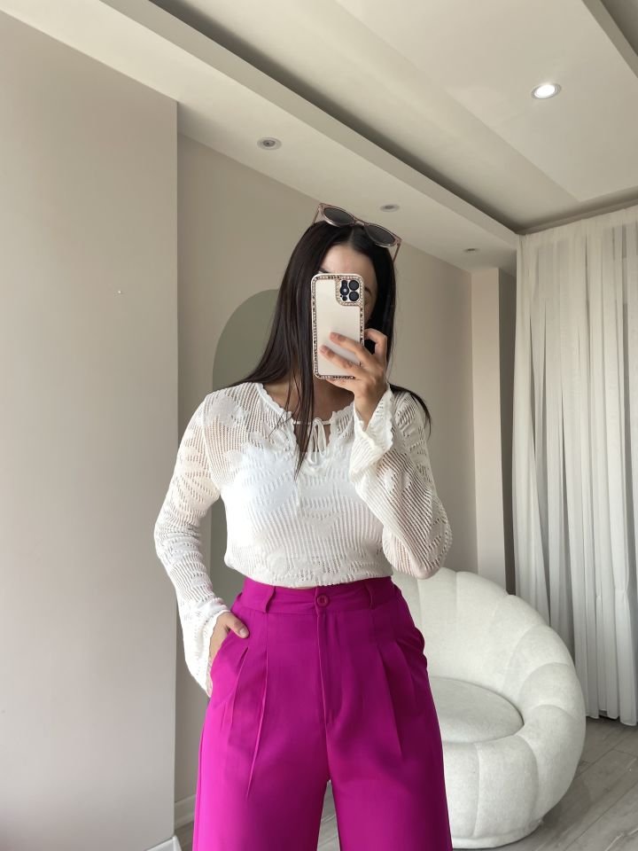 Dilvin Ajurlu Triko Beyaz