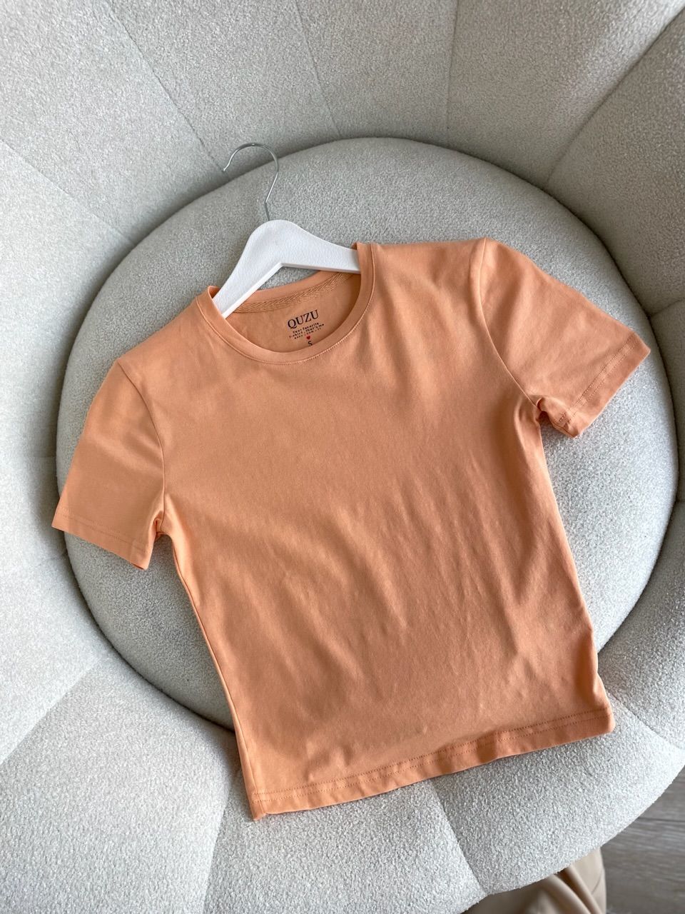 Quzu Pamuklu Crop Tshirt Turuncu