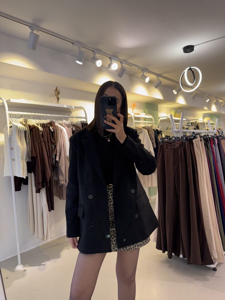 Nubuk Blazer Ceket Siyah