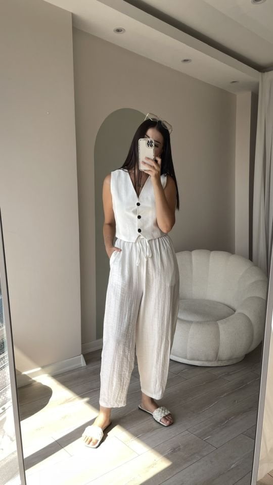 Yelekli Takım Beyaz