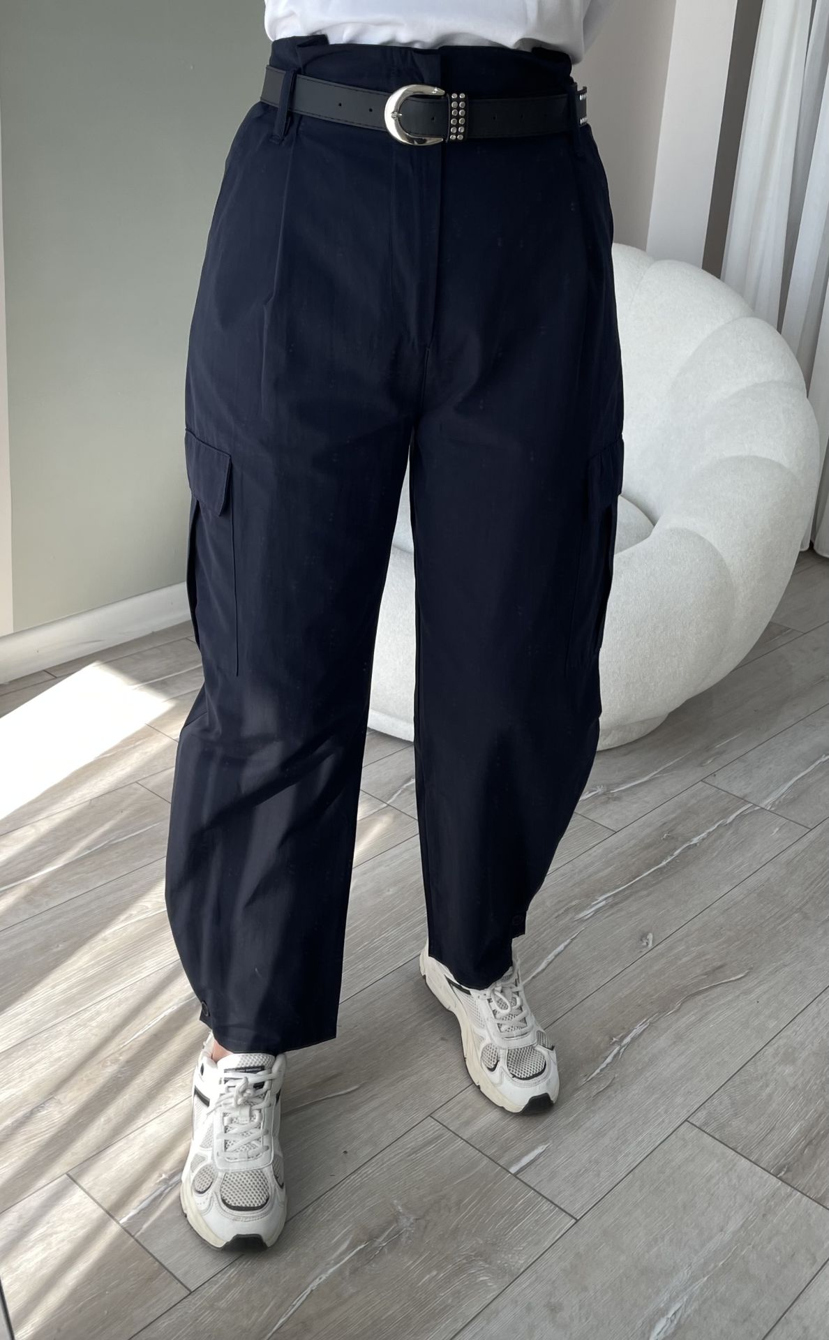 Kemerli Kargo Cep Pantolon Lacivert