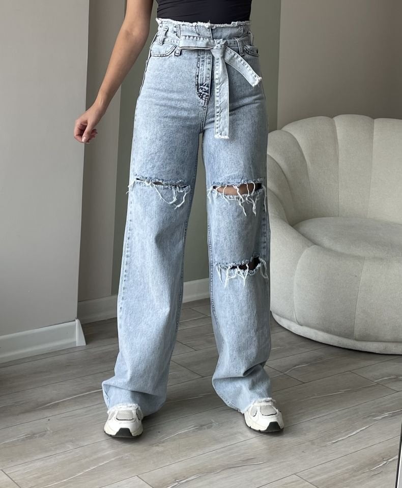 Bel Detay Kuşaklı Jean