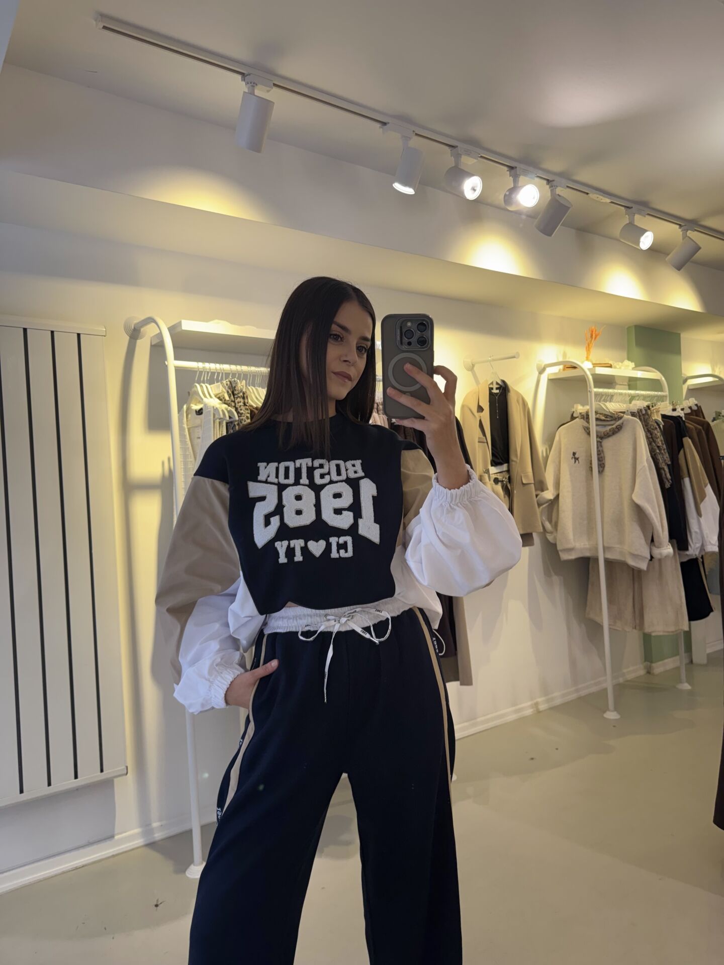 Twst Model Balon Kol Sweat Palazzo Tasarım Takım Lacivert