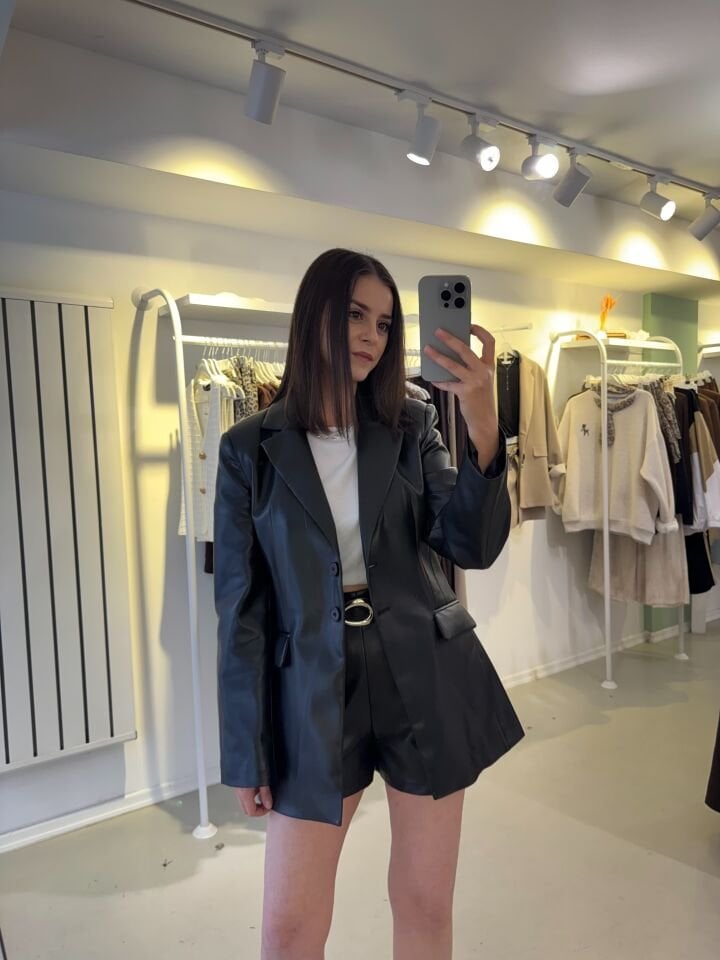 Deri Ceket Şort Takım