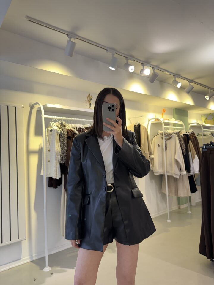 Deri Ceket Şort Takım