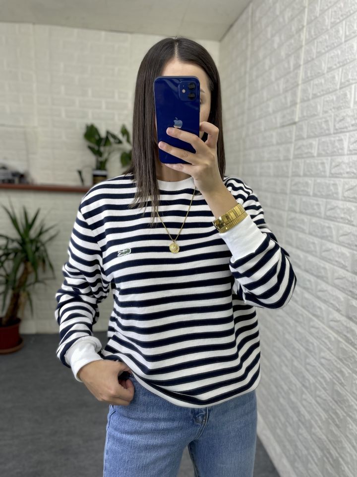 Lacoste Laci Beyaz Çizgili Triko