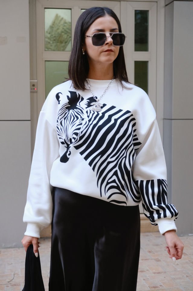 Zebra Desen Sweatshirt