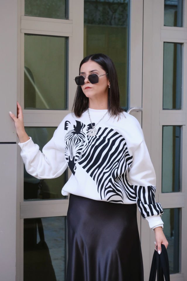 Zebra Desen Sweatshirt