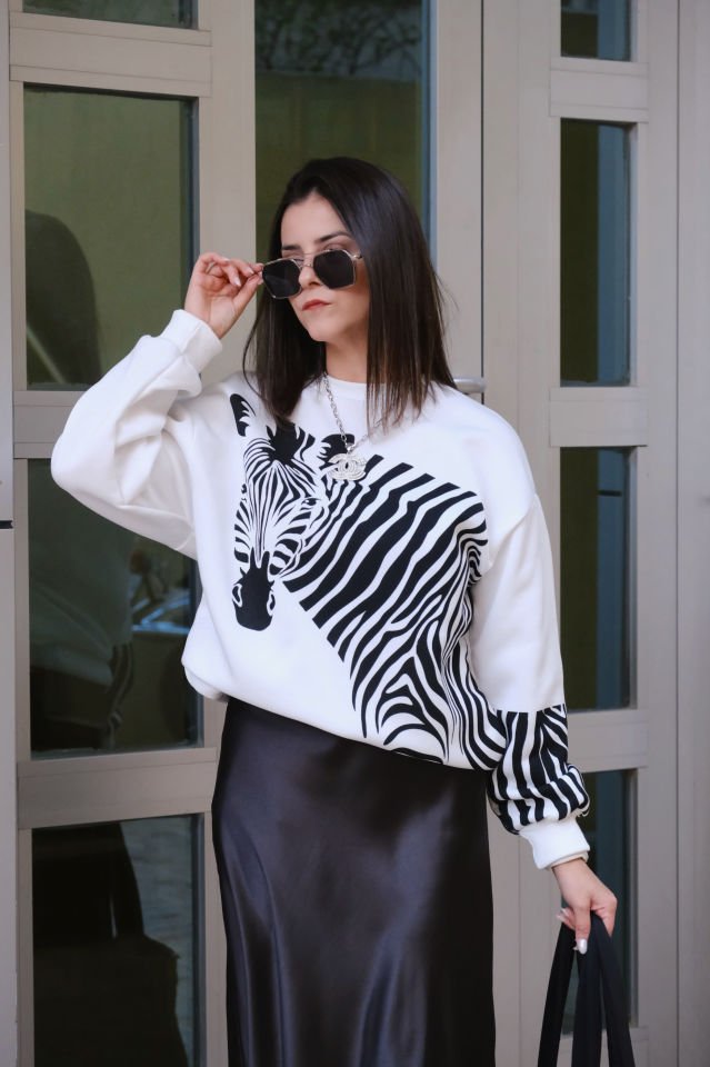 Zebra Desen Sweatshirt