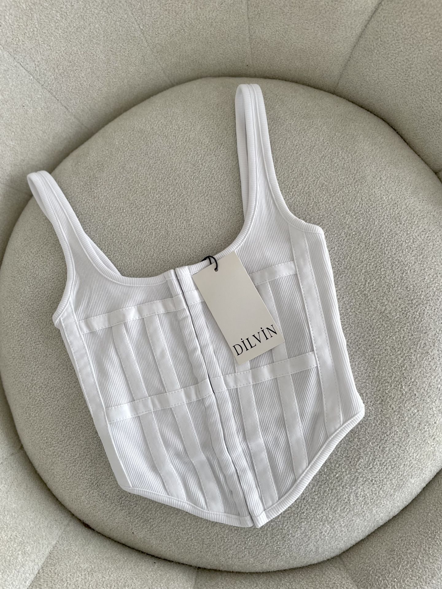 Dilvin Korse Crop Beyaz
