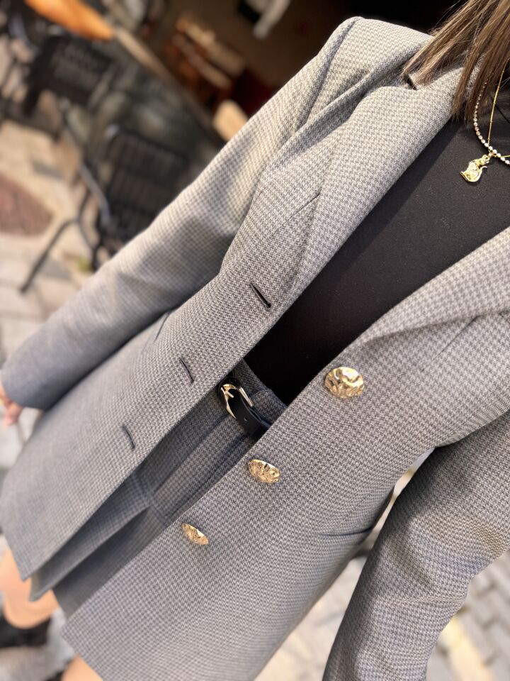 Etek Ceket Takım Gri