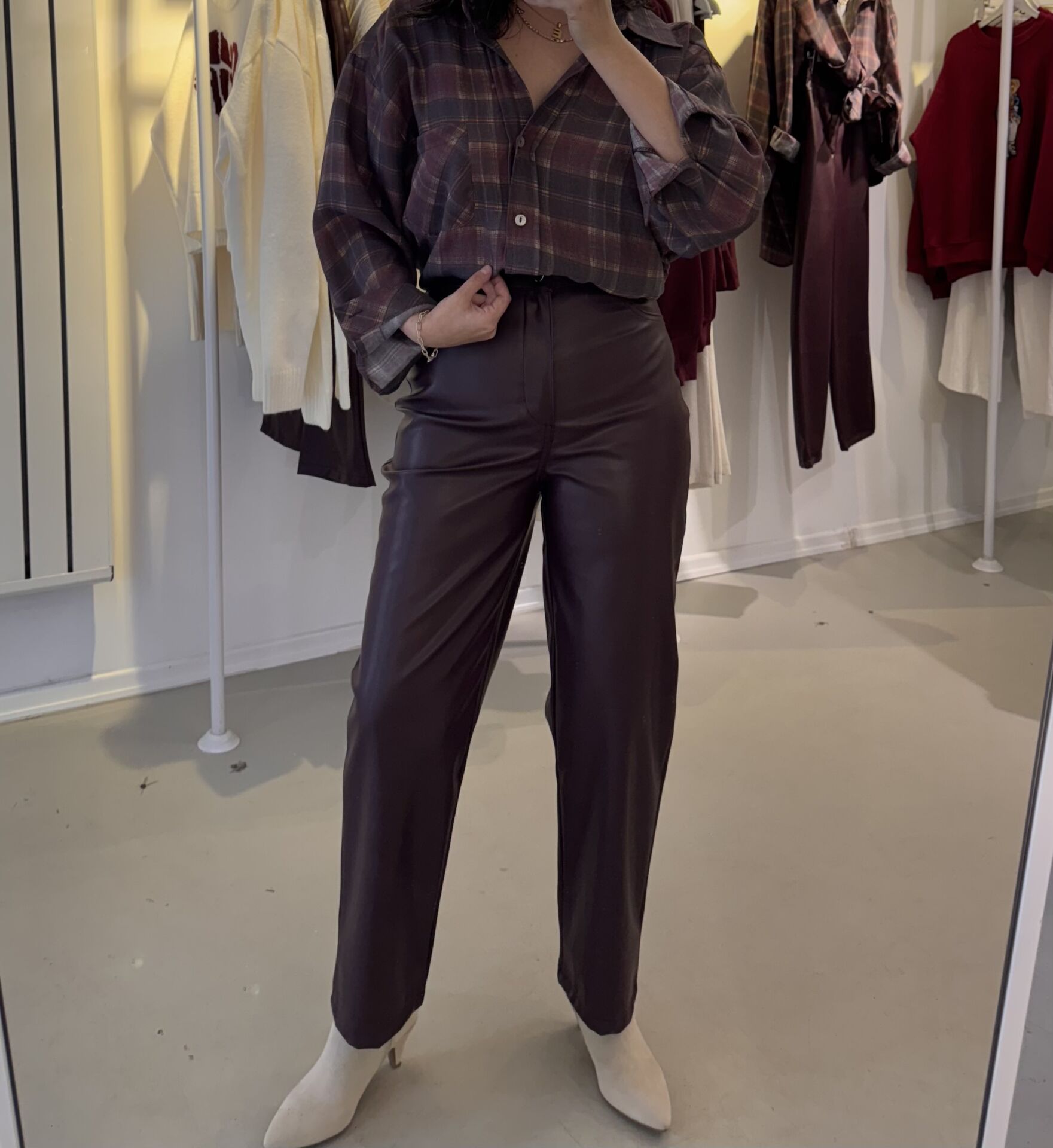 Mng Deri Pantolon Bordo