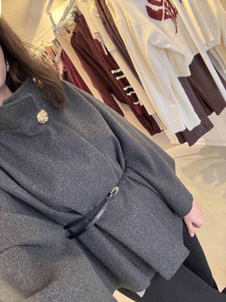 Gold Düğmeli Kemerli Panço