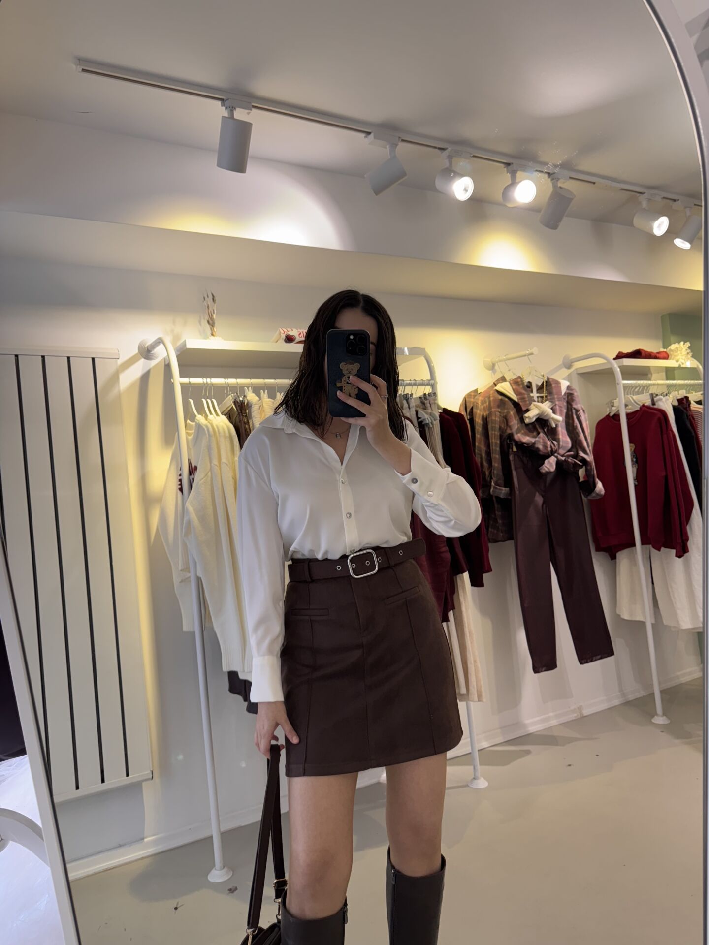 Kemerli Süet Etek Kahve