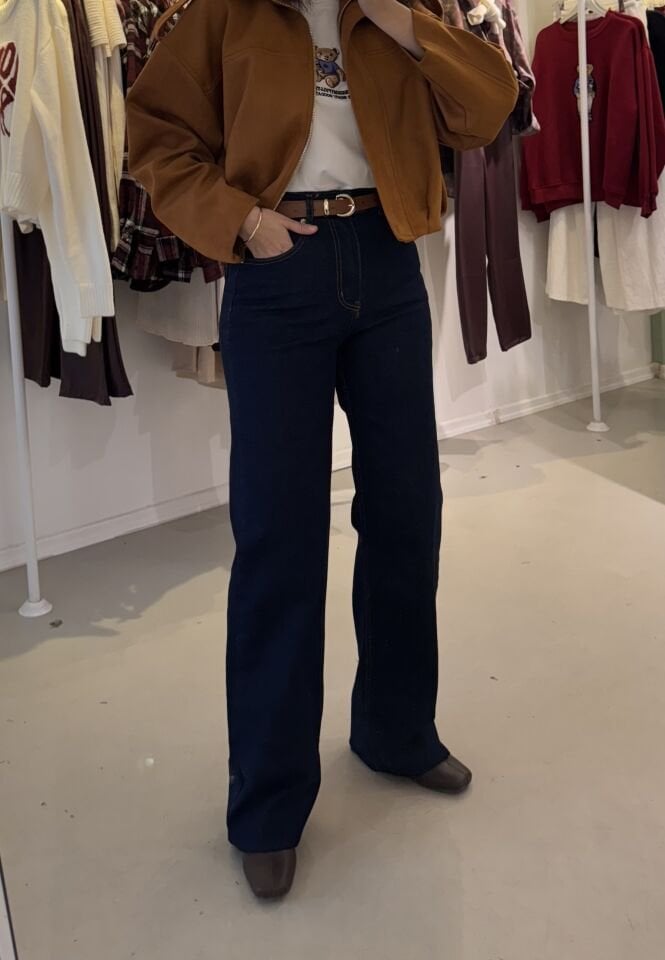 Zra Wide Leg Dark Blue Jean