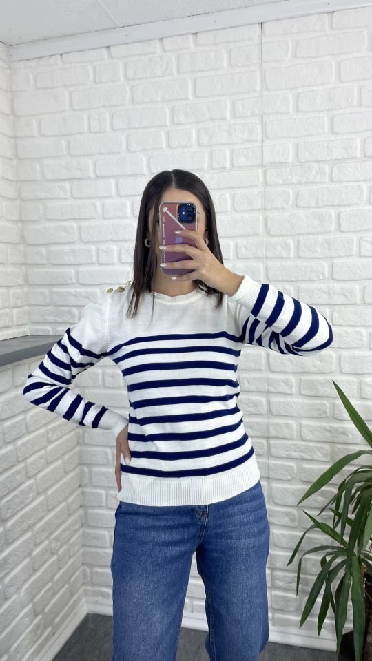 Lacivert Çizgili Triko