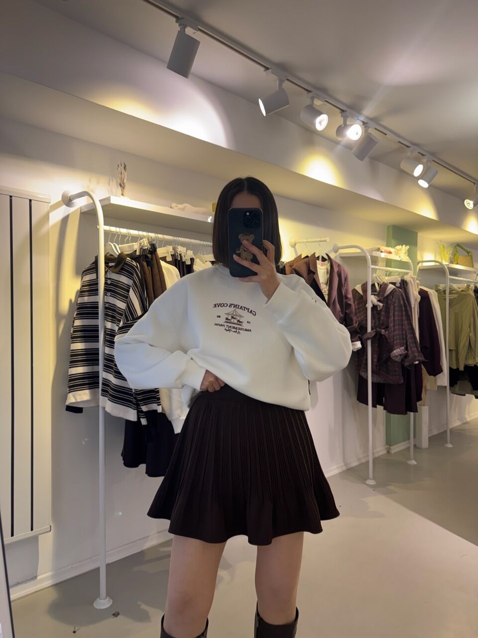 Piliseli İçi Şortlu Etek Kahverengi