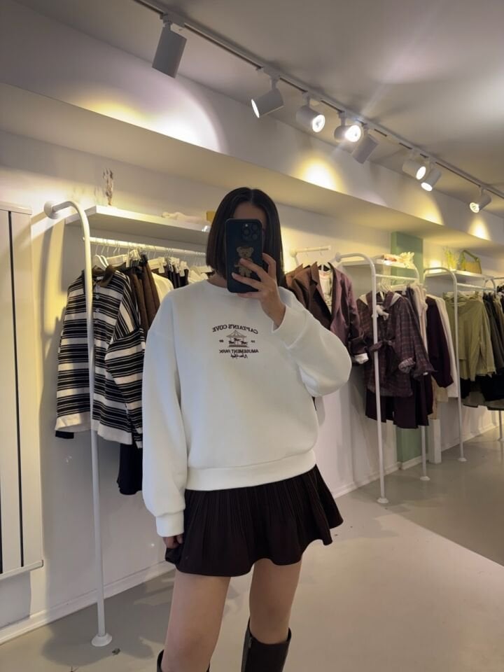 Nakışlı Sweatshirt Ekru